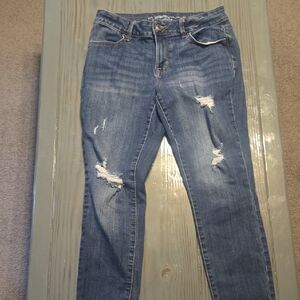 Maurices Blue Distressed Skinny Jeans